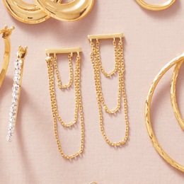 10K Gold Rope Drop Post Earrings, , large