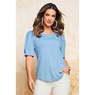 Prisha Puff-Sleeve Tee with Faux Pearls, Powder Blue, large