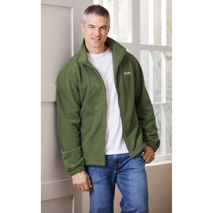 Men's Personalized Fleece Jacket, Olive, large