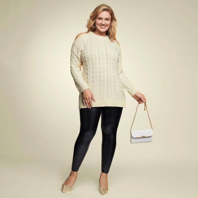 Tara Open-Shoulder Sweater Tunic, , large
