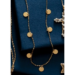 10K Gold Disc Necklace, , large