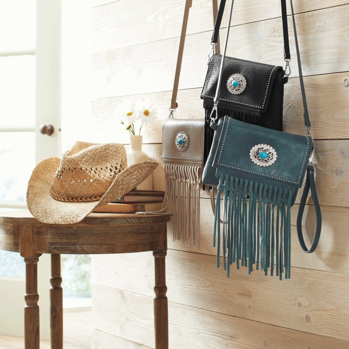 M.C. Handbags Lily Fringe Crossbody , , large