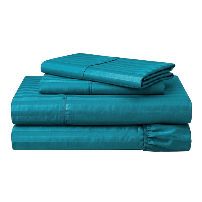 400-Thread Count Egyptian Cotton Sateen Stripe Sheet Set, , large