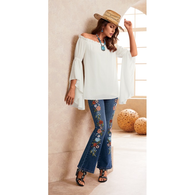 Fleetwood Floral Embroidered Jean, , large