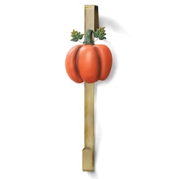 Pumpkin-Topped Seasonal Wreath Hanger, , large