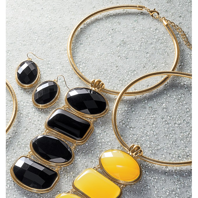 Geometric Necklace and Earring Set, , large