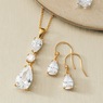 Cubic Zirconia Pear Drop Necklace & Earring Set, , large
