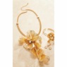Metallic 3-D Crystal Floral Necklace & Earring Set, , large