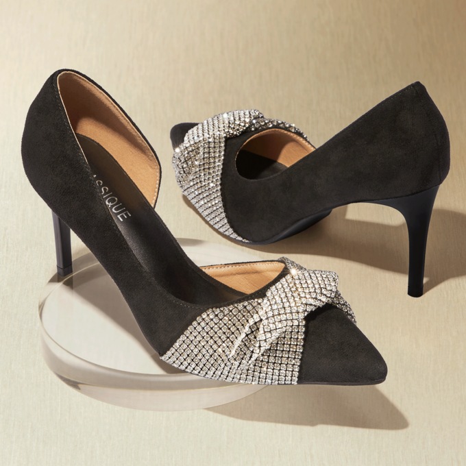 Classique Rhinestone Twist Pump, , large