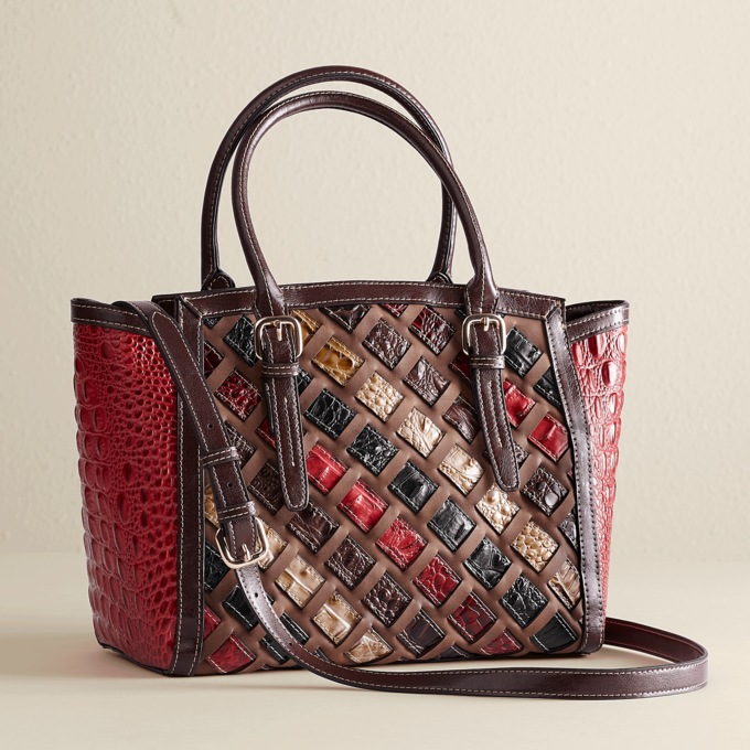 M.C. Handbags Nicole Leather Croco Tote, , large