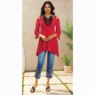 Cara Cold-Shoulder Tunic with Flared Sharkbite Hem, , large