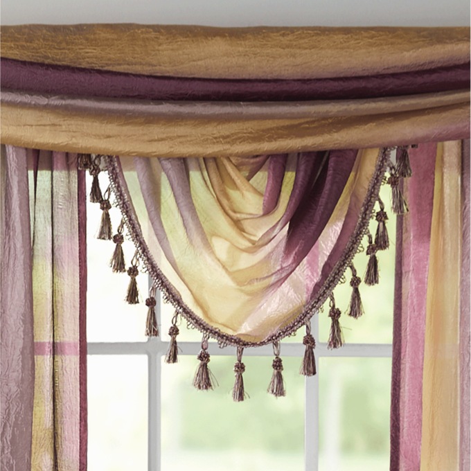 Ombré Tasseled Waterfall Valance, , large
