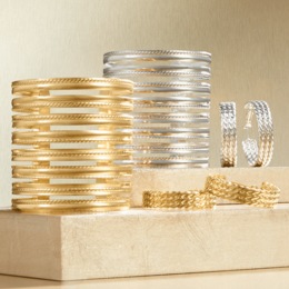 Braid-Embossed Cuff &amp; Hoop Earring Set, , large