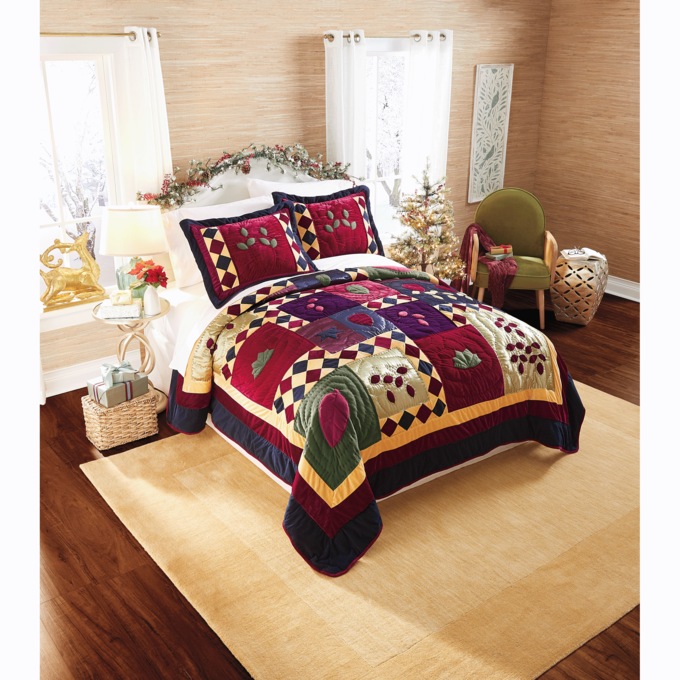 Velvet Dreams Hand-Quilted Patchwork Velvet Sham, , large