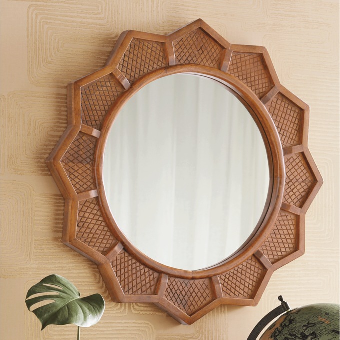 Carved Global Decorative Wall Mirror, , large