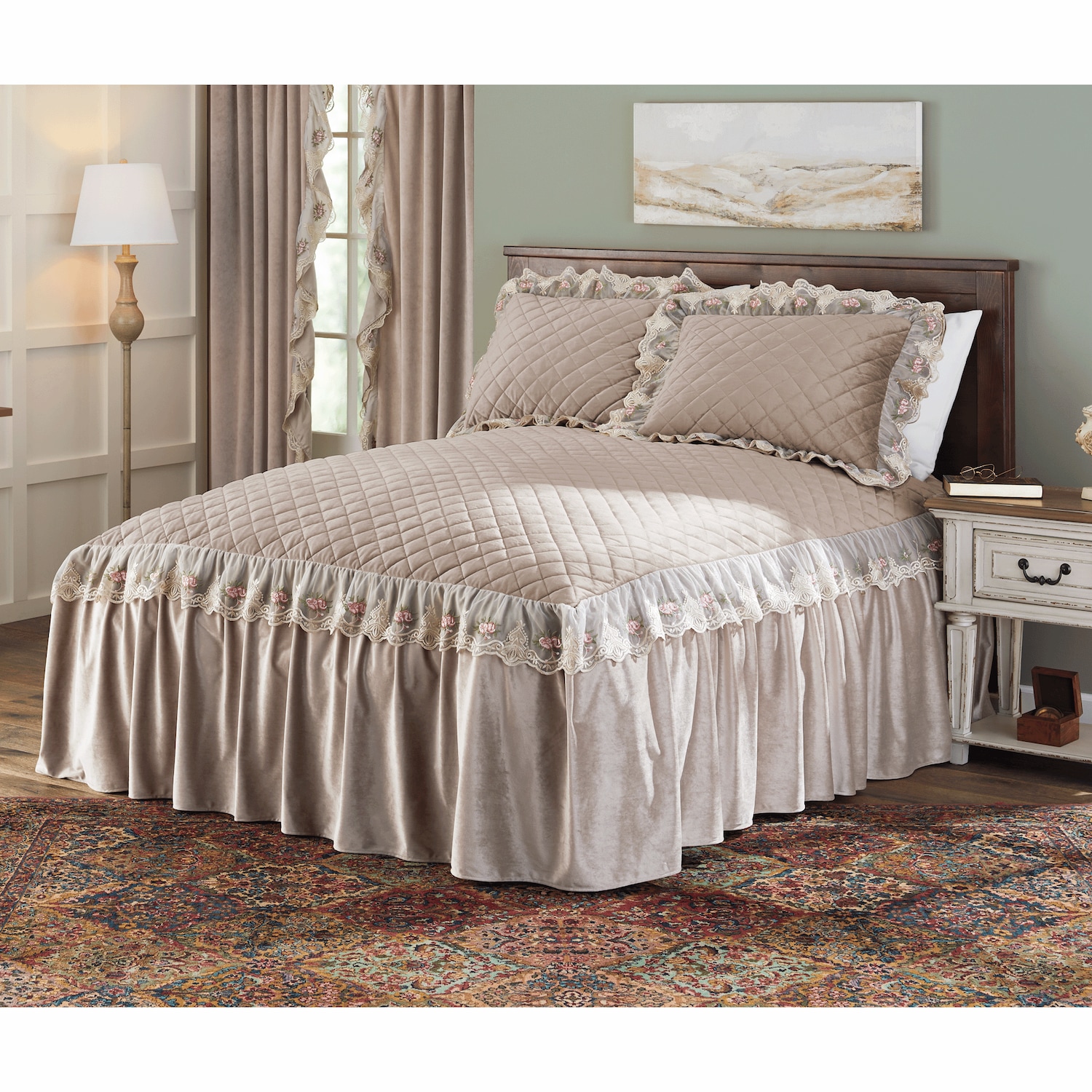Elizabeth Velvet Bedspread Set Midnight Velvet