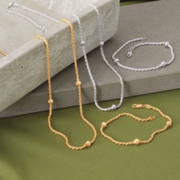 Chain Ball Necklace and Bracelet Set, , large