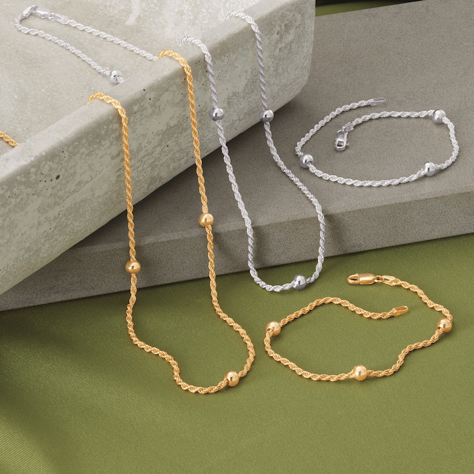 Chain Ball Necklace and Bracelet Set, , large