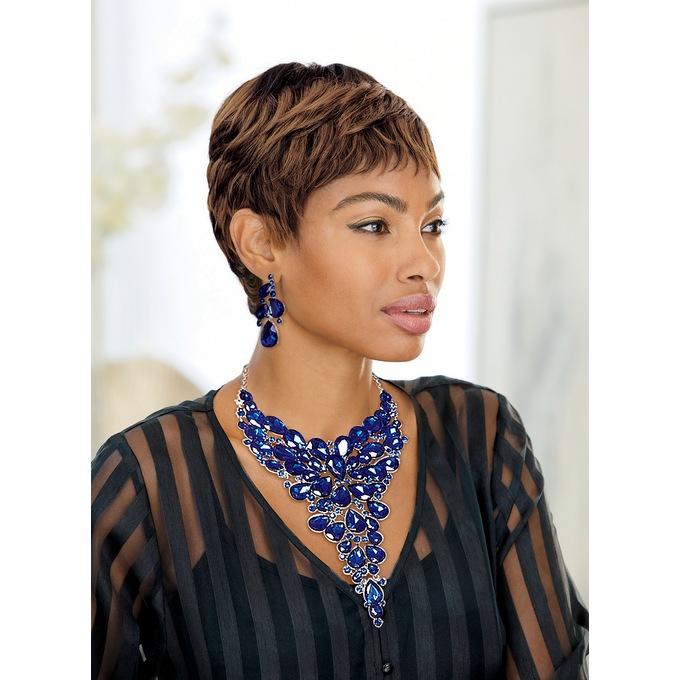 Crystal Bib Necklace and Earring Set, , large