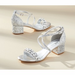 Midnight Velvet Cross-Strap Glitter Sandal, , large