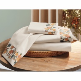 Printed Cross Stitch-Hem Sheet Set, , large