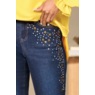 Sophia Women&rsquo;s Slim Jean in Stretch Denim with Rhinestones and Studs, , large