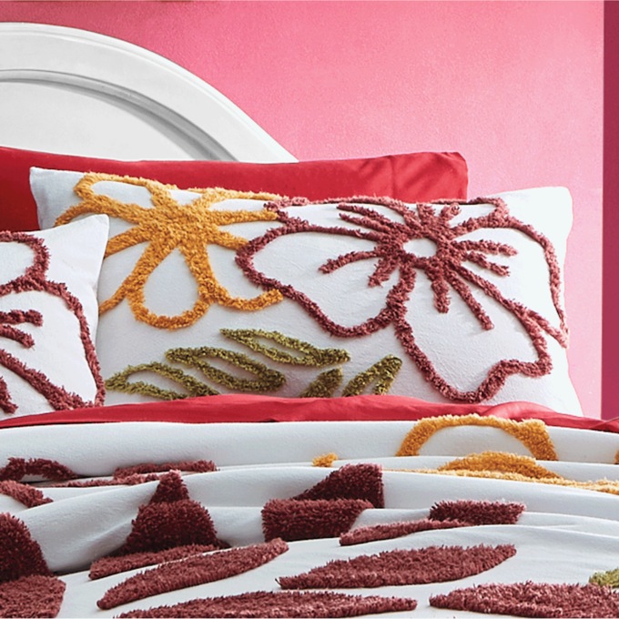 Summer Floral Chenille Sham, , large