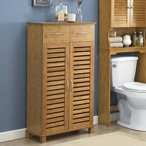 Bamboo-Finish Towel Cabinet, , large