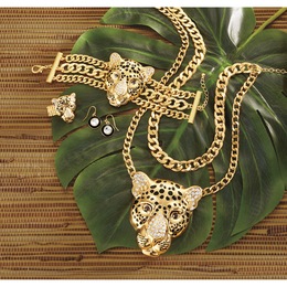 Leopard Goldtone Jewelry, , large