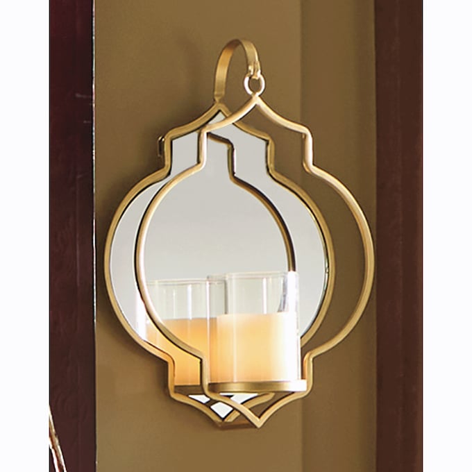 Goldtone Mirror Sconce, , large