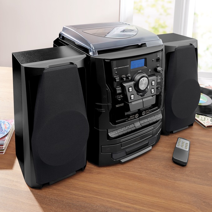 6-in-1 Music System with Deluxe Turntable, iPod/MP3, AM/FM, CD Player & Cassette, , large