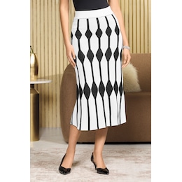 Ryan Reversible Patterned A-Line Sweater Skirt for Women, , large
