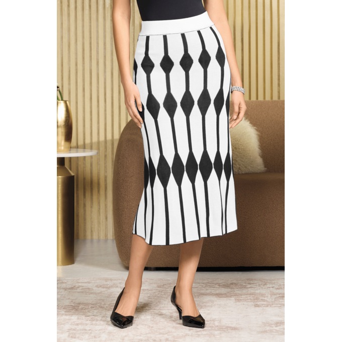 Ryan Reversible Patterned A-Line Sweater Skirt for Women, , large