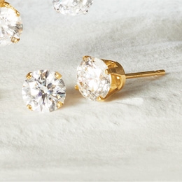 14K Gold Lab-Created Diamond Round Solitaire Post Earrings - 1.0 CTTW, , large