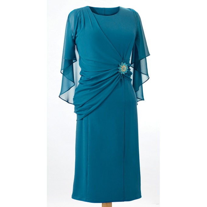Ellen Draped Chiffon Sheath Dress Midnight Velvet