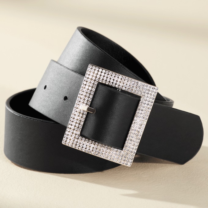 Rhinestone Buckle Belt, , large
