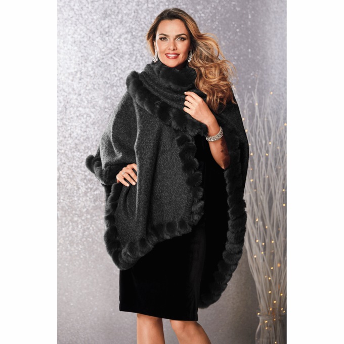 Reversible Faux-Fur Trim Wrap, , large