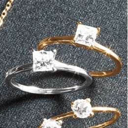 Sterling Lab-Created Diamond Princess Solitaire Ring, , large
