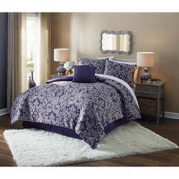 Purple Reign Jacquard Comforter Set, Accent Pillow and Window Treatments, , large