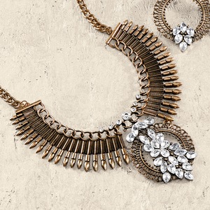 Crystal & Metal Vintage-Inspired Necklace, , large