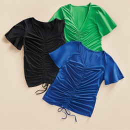 Brooklynn Cinched Short-Sleeve Top, , large