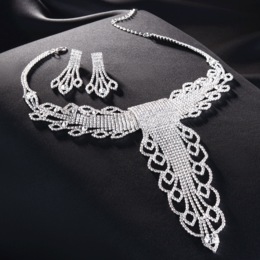 Crystal Lace Drop Necklace and Earring Set, , large