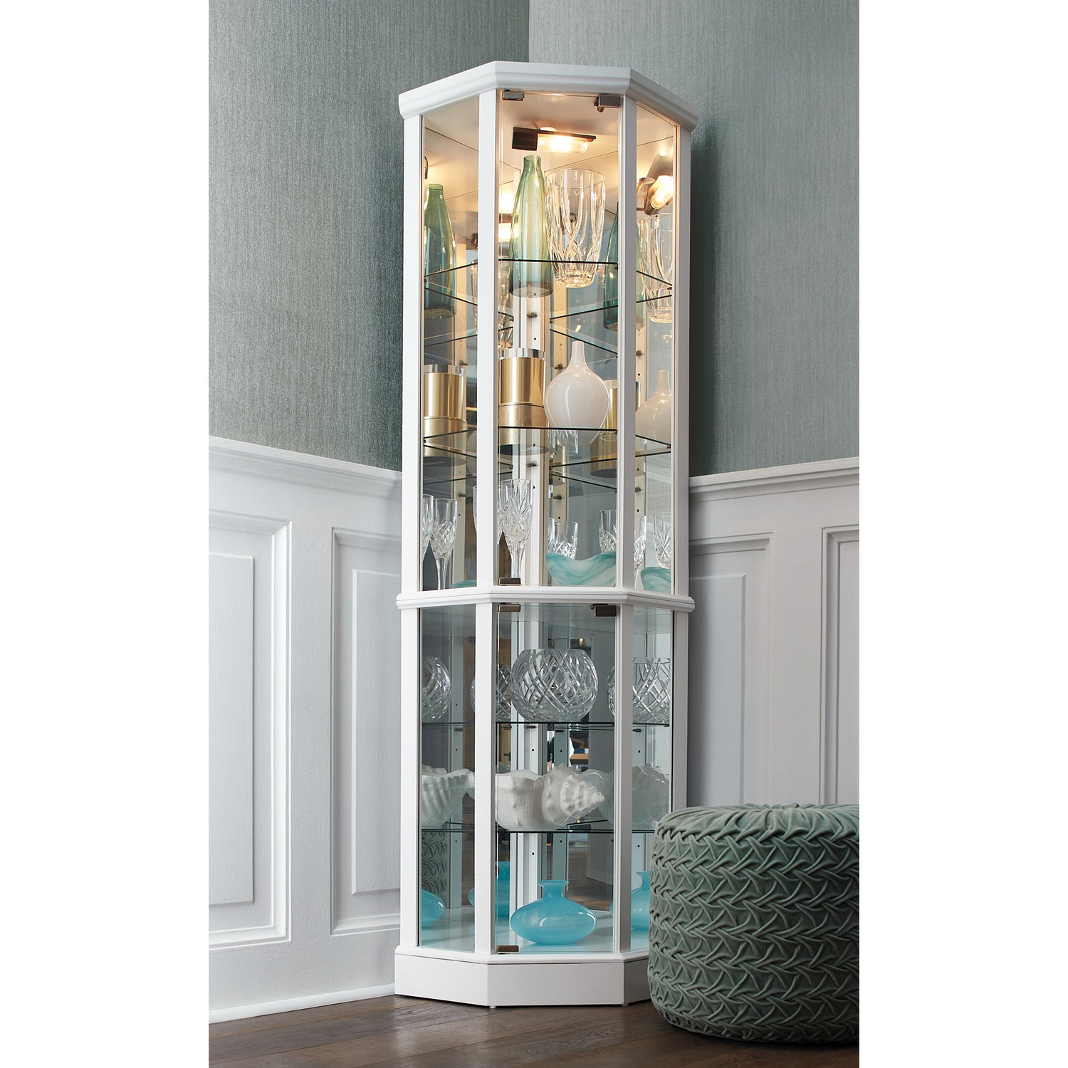 Tessa Lighted Corner Curio Midnight Velvet