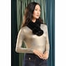 Faux-Fur Pom Neck Scarf, Black, large