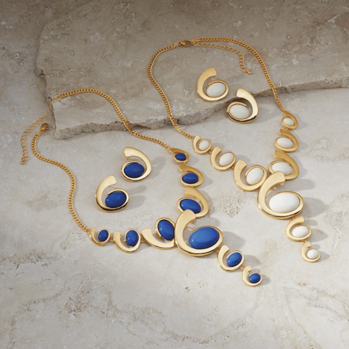 Color Swirl Necklace & Earring Set, , large