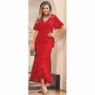 Annelli Flowy Georgette Maxi Dress with Asymmetric Layers and Embroidery, , large