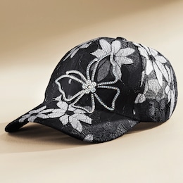 Rhinestone-Butterfly Lace Baseball Cap, , large