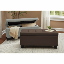 Plush Storage Ottoman, , large