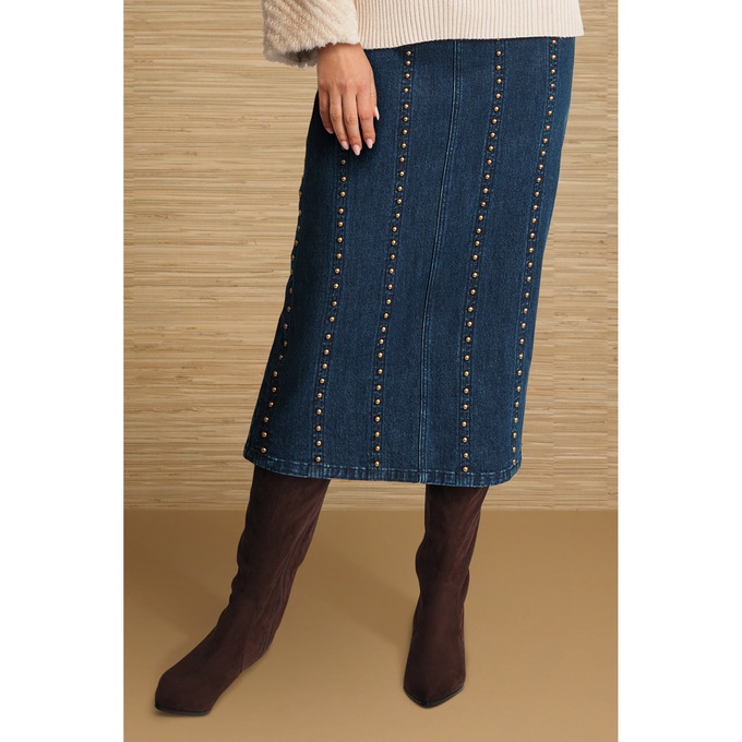 Sanibel Studded Denim Skirt, , large