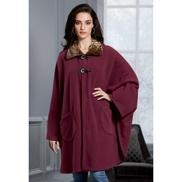 Faux-Fur Trim Cape, , large